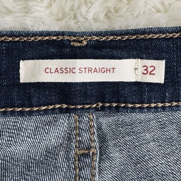 Levis Classic Straight Jeans 32/14L (34x31.5) Dark Wash Blue Denim Stretch Women - Picture 4 of 9